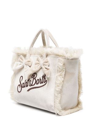 Mini Vanity beige velvet handbag with bow SAINT BARTH KIDS | VAMI00701390G